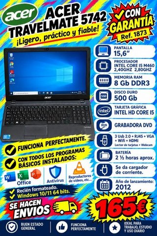 Portatil ACER TRAVELMATE 5742 (1873)