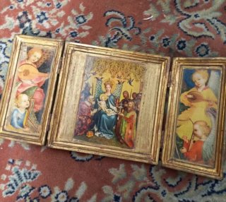 Tríptico Retablo Religioso Antiguo