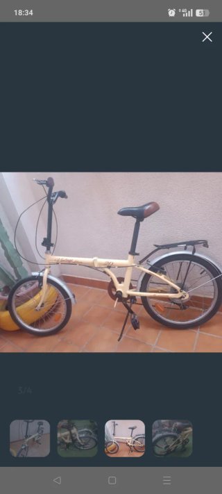 Bicicleta Plegable Color Crema