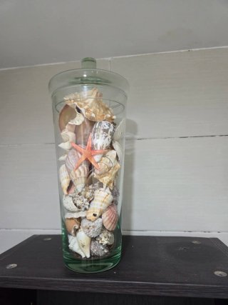 Jarrón de Cristal con Conchas