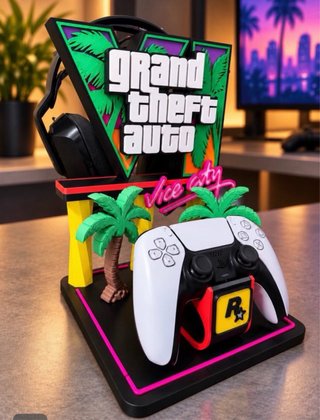 Soporte Mando PS5 y Cascos GTA Vice City