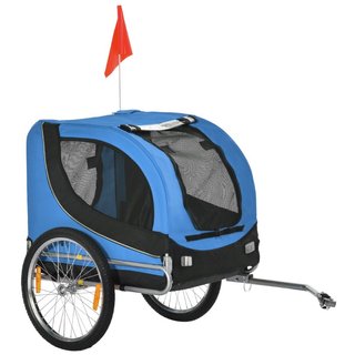 Remolque de bici para perros, acero y Oxford, azul