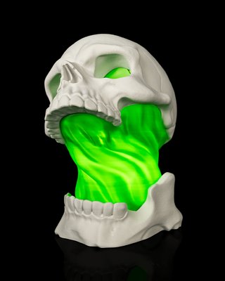 Lámpara Calavera Luz Verde Halloween Neon 3D