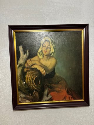 Cuadro Vintage Mujer con Cesta