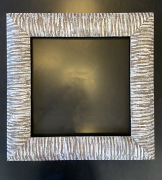 Marco de Madera Decapado rayas blancas - 42x42 cm