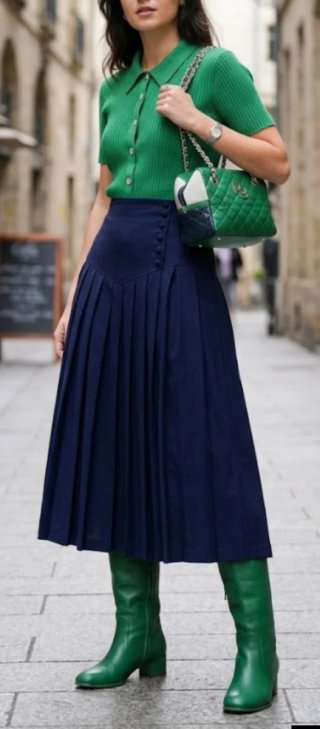 Bolso de Piel Purificación García Verde y Azul mar
