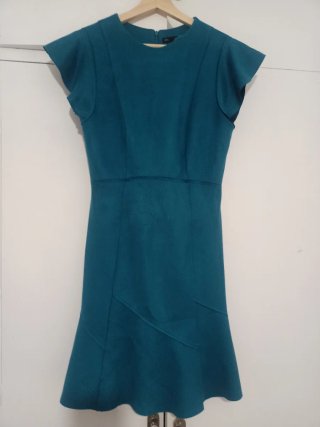 Vestido Corto de Ante Turquesa