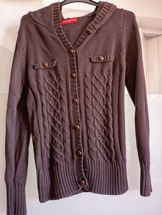 Chaqueta de punto marrón, mujer, L