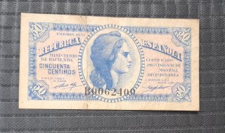 Billete 50 Céntimos 1937 República Española