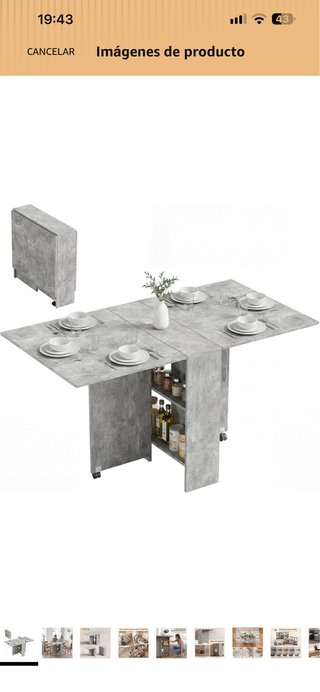 Mesa de comedor plegable gris