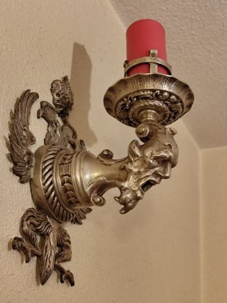 Aplique portavela, gótico medieval,águila bicéfala