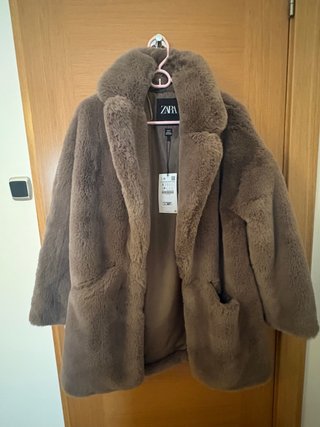 Abrigo Sintético Zara Marrón Talla S
