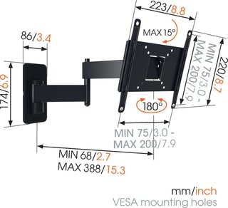 Soporte de Pared Articulado para TV hasta 15kg