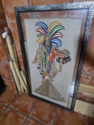 Cuadro Decorativo Temática Azteca cuero
