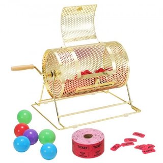 Raffle Drum, 11.6 x Ø Brass Plated Raffle Ticket p