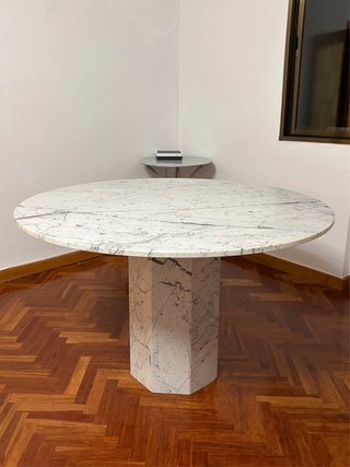 Mesa comedor redonda Mármol Carrara