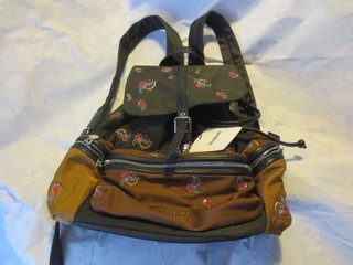 Desigual Mochila Bordada Marrón Verde