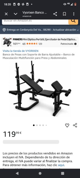 Banco de Pesas con Soporte de Barra