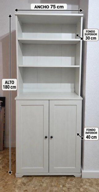 Alacena Librería Blanca con Armario