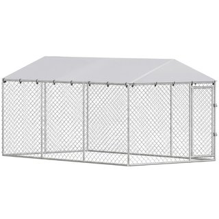 Parque para perros exterior de acero zincado plata