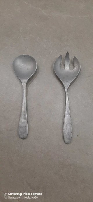 Cubiertos de Ensalada Vintage de Aluminio