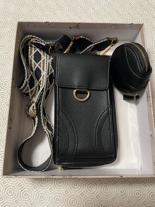 Colgador para móvil y cartera negro
