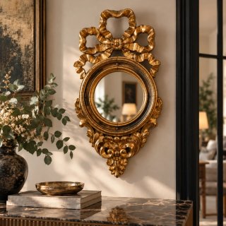 Espejo de Pared Dorado con Lazo