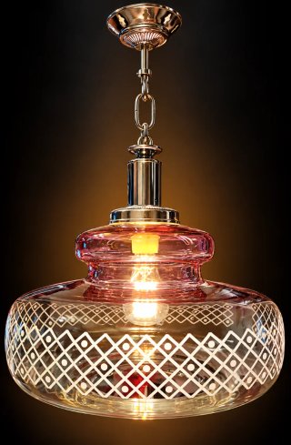 Lámpara vintage Space Age – Cristal rosa – Años 70
