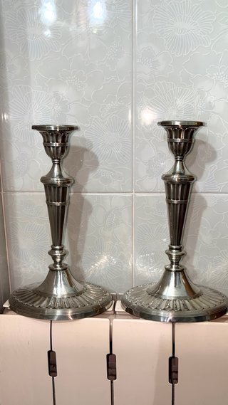 Set de 2 Candelabros Plateados