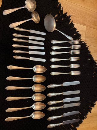 Cubertería de metal plateado 6 servicios