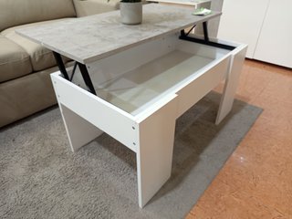 Mesa de centro elevable blanca y gris