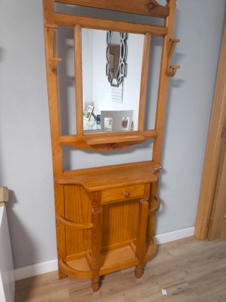 Recibidor de madera con espejo madera maciza