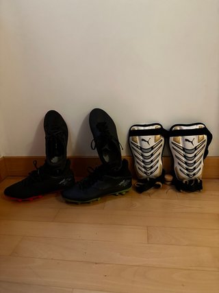 Pack de fútbol: Botas y espinilleras