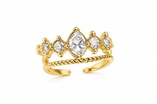 Anillo Corona Dorado Ajustable Y Acero