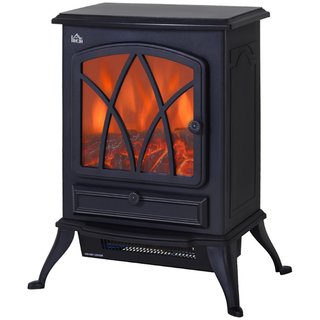 Estufa eléctrica efecto chimenea de metal y vidrio