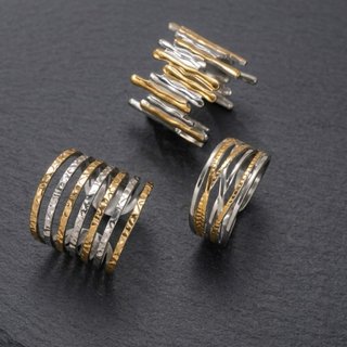 Set de 3 Anillos Anchos Bicolores