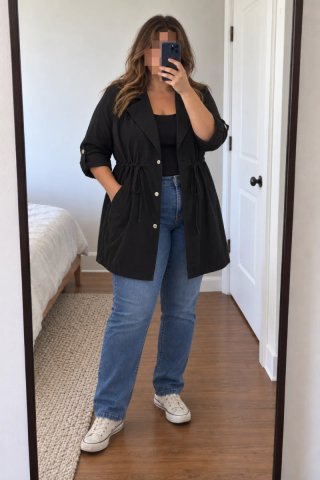 Abrigo de otoño negro talla XL