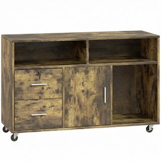 Mueble Porta Impresora con Ruedas y 2 Armarios Cer