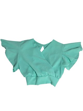 Blusa Verde Agua con Mangas Volantes