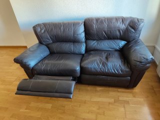 Sofá de Piel Negro Reclinable