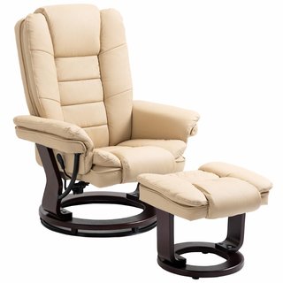 Conjunto Sillón Relax e Puff Reposapiés, Giratorio