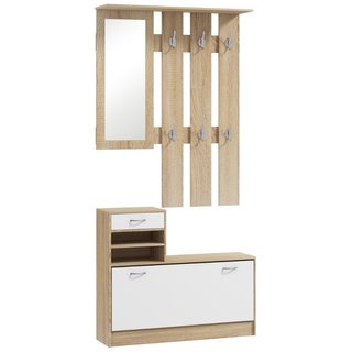 Mueble Perchero 3en1 Zapatero Espejo Ganchos Mader