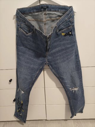 Pantalón Vaquero Azul con Bordados. Solo envío