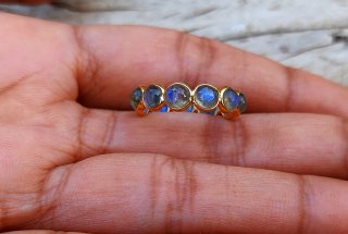 Anillo Artesanal Labradorita, Plata y Oro