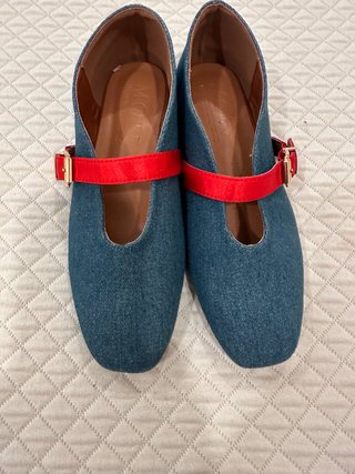 Zapatos Merceditas Mote Azul y Rojo