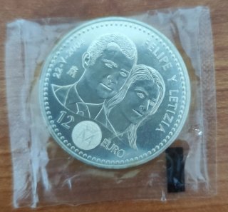 Moneda 12 Euros Felipe y Letizia 2004