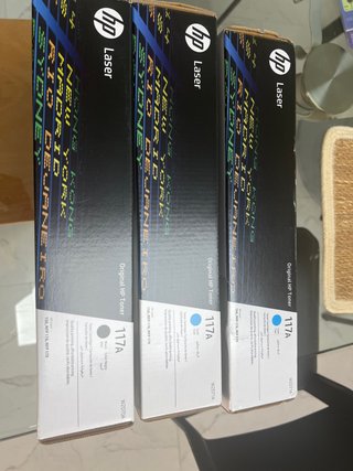 3 Tóner HP 117A Originales (Negro y Cian)