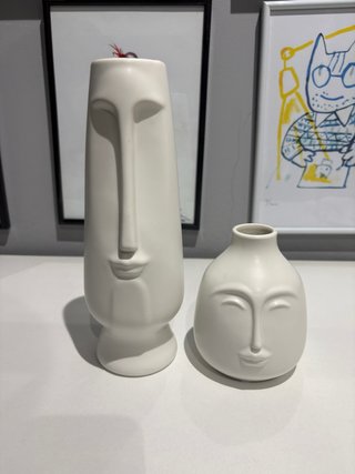 Set de 2 Jarrones de Cerámica con Caras