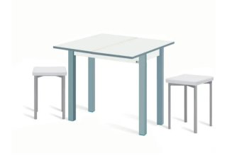 Mesa de cocina abatible con tres taburetes