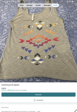 Camiseta Gris sin Mangas con Estampado